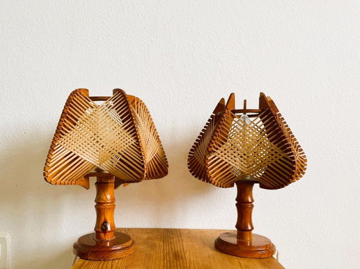 Paar portugiesische Holztischlampen