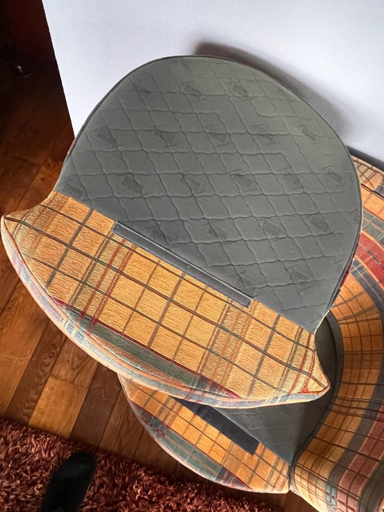 Set of 2 classic Roche Bobois Armchairs with plaid wool motif, Textile, Green (photo 10 of 12)