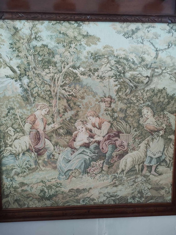 Image 1 of Appendiabiti da parete in legno con materiale Gobelin