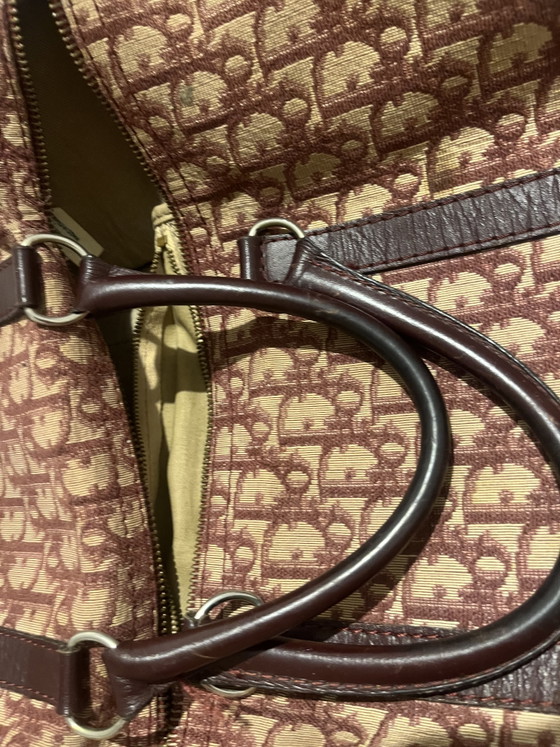 Vintage Christian Dior "Bagages" Boston Bag - Oblique Bordeaux Canvas (1970s) – Top handle bags, Calfskin (photo 13 of 14)