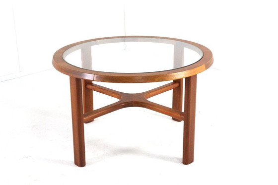Image 1 of G-Plan round coffee table teak with glass vintage