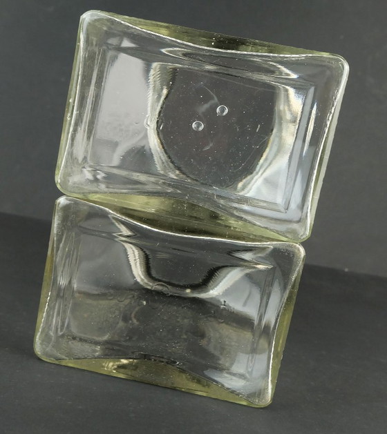 Image 1 of 2 grandes tarros de almacenamiento Poncet de la década de 1930 de vidrio prensado de aluminio de la era Bauhaus