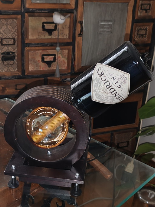 Industrial Table Lamp with Hendrick's Gin Bottle – Handcrafted Creation