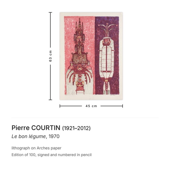 Image 1 of Pierre COURTIN Le bon légume Litografía firmada 1970