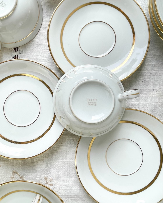 Image 1 of Set da tè/caffè in porcellana vintage Bernardaud &amp; Cie Limoges Francia oro bianco