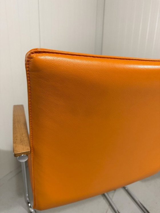 Image 1 of 4 x Leolux Freyr Stühle in orangefarbenem Leder