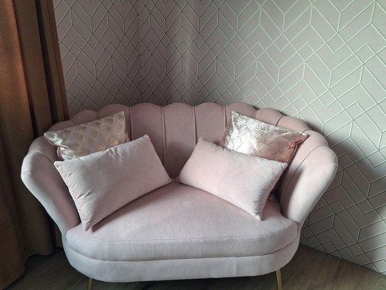 Nuova panca a conchiglia rosa chiaro con cuscini extra lussuosi – Panche, Camoscio (photo 3 of 5)