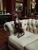 A. Tiot, Sculpture de chat égyptien en bronze grandeur nature, 62 cm, France, années 1970