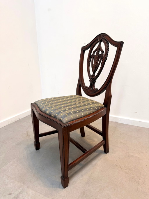 Set of 6 Antique Mahogany Shield Back Dining Chairs