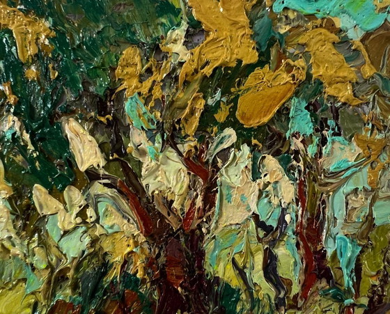 Original Oil Painting Nature Day Landscape In The Shade Of The Trees – Paintings & Drawings, Canvas (photo 4 of 8)