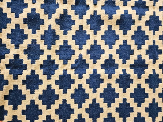 Image 1 of Senon-Kilim-Teppich 160 × 230 cm - Handgefertigt in Ägypten - Blauer Diamant, Flachgewebe
