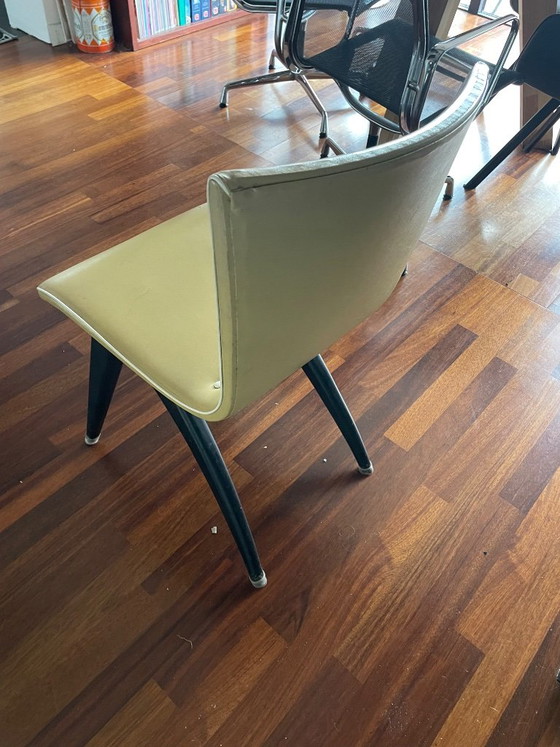Set unico di 4 sedie da pranzo vintage 'Swing' – G.J. Van Os (Culemborg, Anni '50) – Wood, Skai (photo 4 of 15)