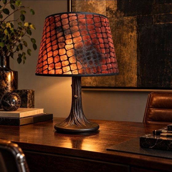 Set of 2 Honsel Leuchten Brutalist Table lamps | Germany | c. 1960-1970, Metal, Other, Brown (photo 2 of 5)