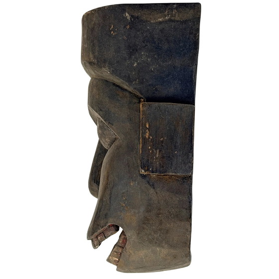 Antique Nepalese Shaman Mask with Large Eyes - Middle Hills - ca. 1900-1930, Sculpture, Wood, Red (photo 5 of 7)