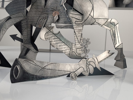 Image 1 of Sculptural Group "After Picasso" in Metal, Guernica Tribute, Late 20th Century