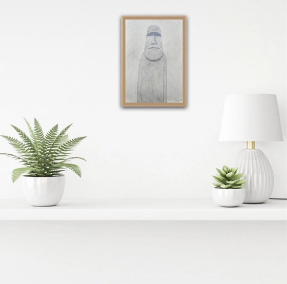 Image 1 of Moai-Zeichnungen mit Graphit.  A4 21x29cm