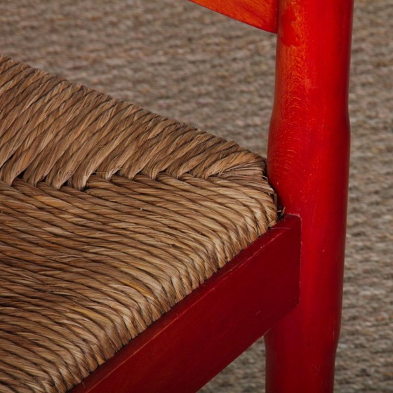 Poltrona Carimate di Vico Magistretti per Cassina, 1960, Poltrone, Legno, Rosso (foto 7 di 7)