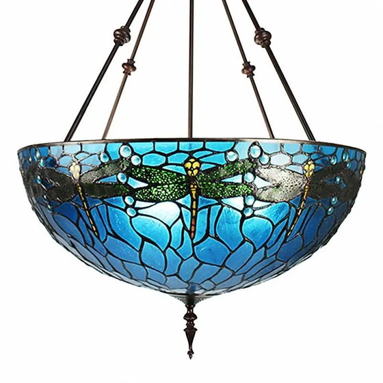 Grande suspension Tiffany Libelle, Cristal, Verre, Bleu (photo 5 sur 5)