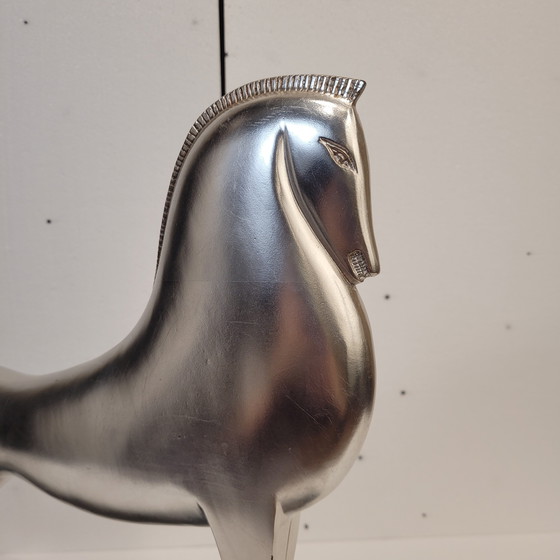 Image 1 of “Caballo”, Metal Plateado y Mármol, Boris Lovet-Lorski, Estilo Art Déco, 70’s - Estados Unidos
