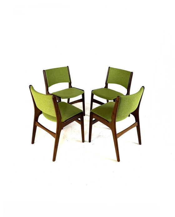 Image 1 of 4x gerestaureerde eetkamerstoel model 89, Erik Buch ‘60