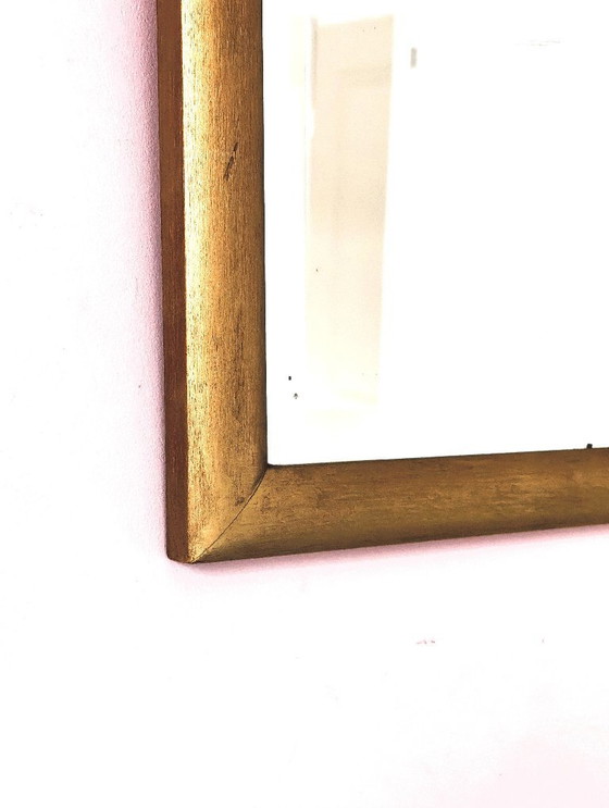 Image 1 of Kleiner antiker Spiegel aus vergoldetem Holz mit abgeschrägtem Glas