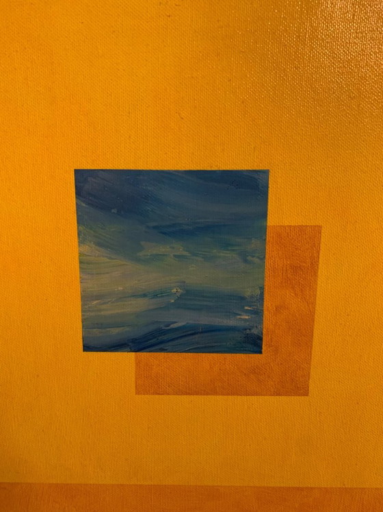 Set of 3 abstract paintings with color gradients, Paintings & Drawings, Canvas, Wood, Yellow, Modern (photo 2 of 6)