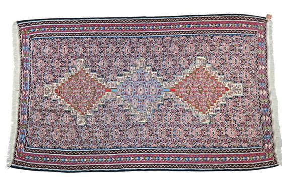 Image 1 of Tappeto persiano Senneh vintage in lana, annodato a mano, con motivo astratto, 158x252 cm.