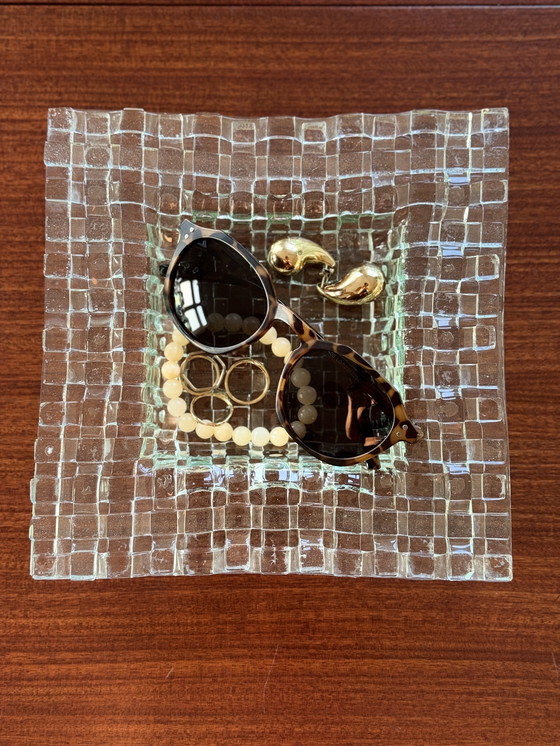 Image 1 of Bol design en verre - Verre d'art fusionné avec texture en bloc