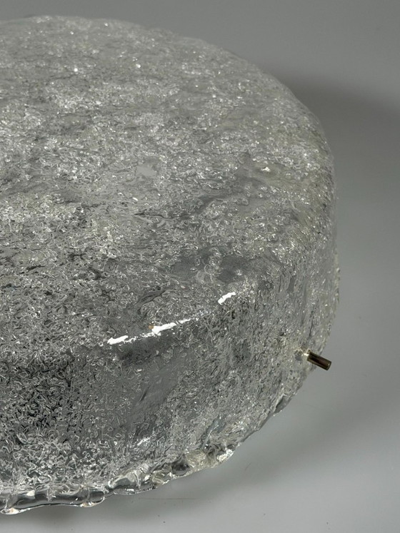 Image 1 of 1960s/70s Lamp, Light, Ceiling Light, Flush Mount Ice Glass, Hillebrand 60s