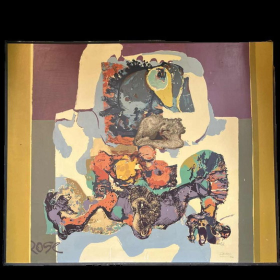 Bernard Desfrere, Cobra Movement Rose, Sérigraphie à l'huile, 1972 – Tirages d'art, Paper, Abstract (photo 17 of 17)