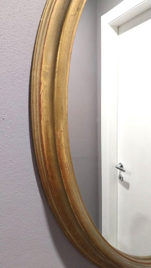 Espejo vintage ovalado dorado de 80 cm con marco elegante y ancho