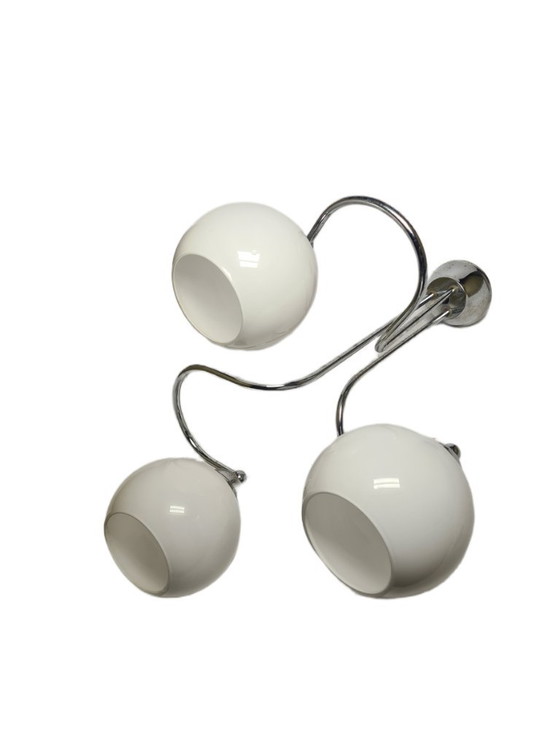 Lampadario in stile Art Déco, Polonia, anni '70 – Glass, Chrome (photo 3 of 10)