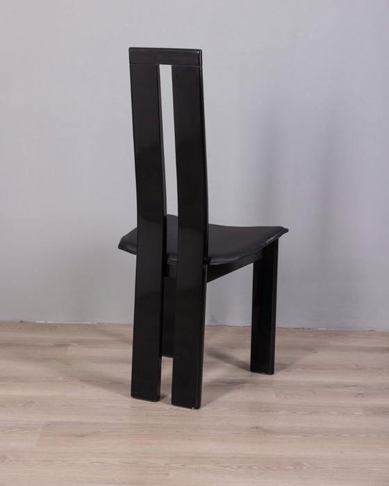 Image 1 of ENSEMBLE DE 4 CHAISES VINTAGE EN BOIS ET CUIR DES ANNÉES 1970, DESIGNÉES PAR PIETRO COSTANTINI POUR ELLO