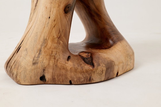 Image 1 of Sculptural Stool/Side Table, Walnut, Carved, Unique, Logniture
