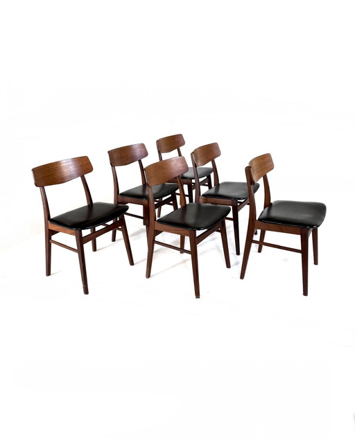 6x vintage Deense eetkamerstoel, Farstrup Møbler ‘60