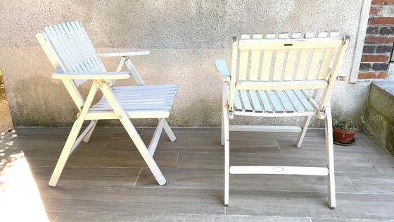 Image 1 of Vintage Wood Folding Garden Armchair by R.Gleizes France