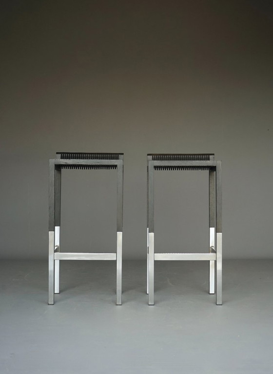 Minimalist Bar Stools by Ruud Jan Kokke, 1980s. Set of 2 – Barstools, Metal (photo 2 of 20)