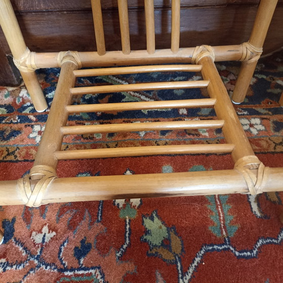 Prachtige Set Vintage Rotan Nachtkastjes / Bijzettafels Met Glas (Jaren '70) – Bamboo, Rattan (photo 6 of 6)