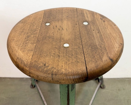 Image 1 of Sgabello da officina industriale verde, anni '60