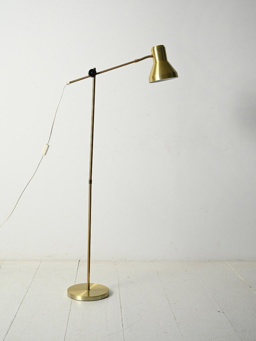 Scandinavian brass floor lamp with adjustable arm