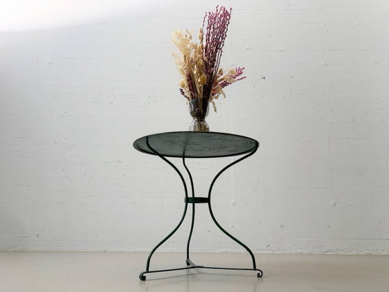 Image 1 of Green French gueridon metal garden table, 1950s