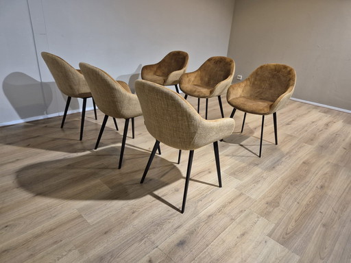 6 Montel Nora Chairs - Dining Room - Ochre - Cognac - Design