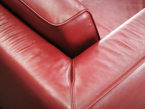 Wittmann Übergroßes rotes Leder Lounge Sofa, Österreich, 2000er, Sofagarnitur (Foto 7 von 19)