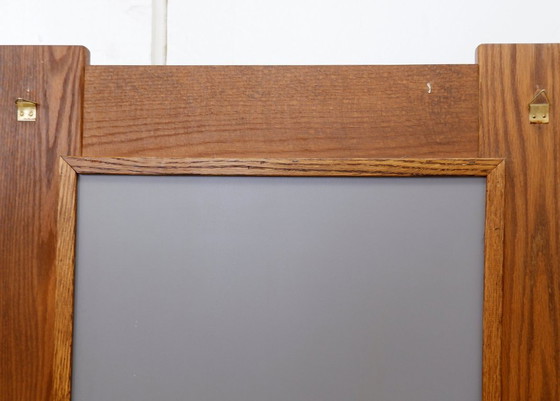 Image 1 of Specchio da parete brutalista con cornice in legno massello - anni '60