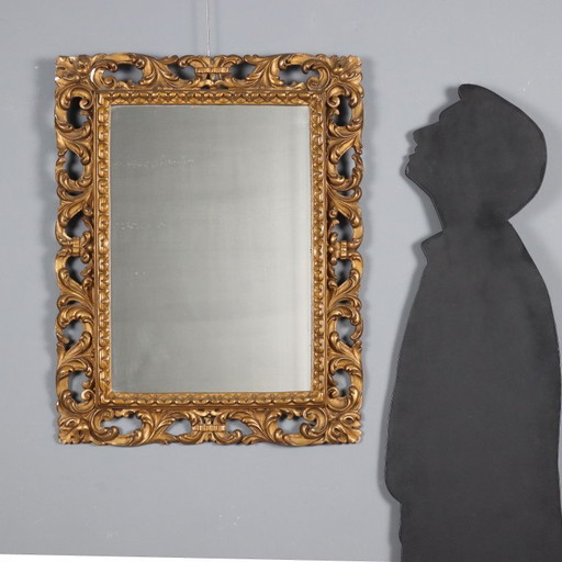 Mirror in wood and golden tablets