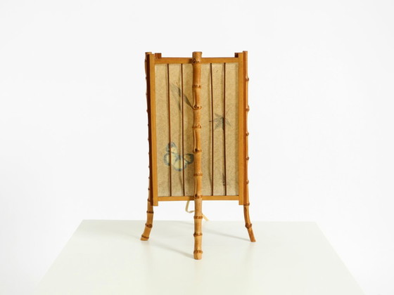 Beautiful French Mid-Century Modern Table Lamp Made Of Bamboo And Parchment Paper (photo 3 of 20)