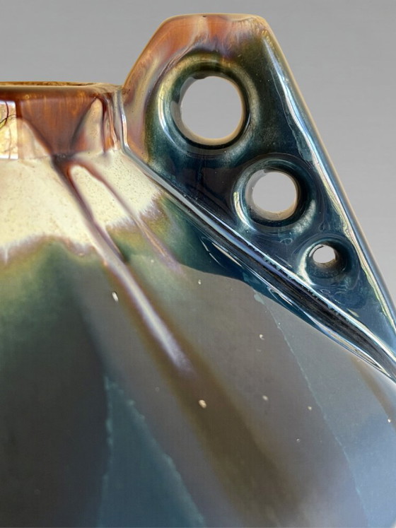 Image 1 of Art Deco glazed ceramic vase attributed to Thulin, Belgium, 1930s