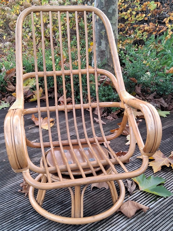 Image 1 of Swivel lounge chairs made of bamboo from the 70s