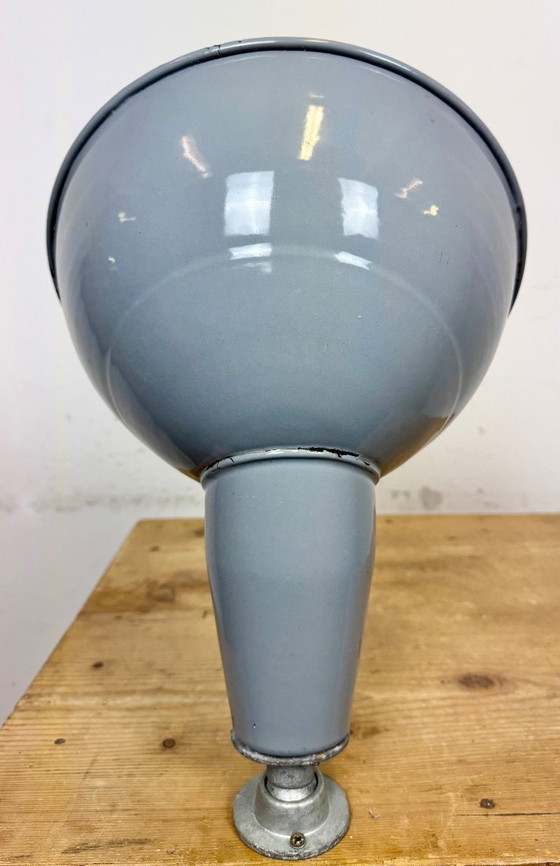 Image 1 of Industrial British Grey Enamel Factory Wall Lamp, 1960s