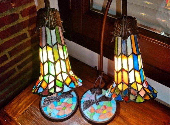 Conjunto de Lámparas de Sobremesa Estilo Tiffany con Diseño de Libélula – Lámparas de mesa, Crystal (photo 10 of 14)
